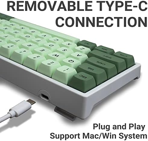 Жичен детска клавиатура SUEHIODHY 60% Ръчна Детска клавиатура с възможност за гореща замяна RGB с клавишными капачки PBT Matcha