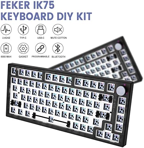 Комплект за механична клавиатура Feker IK75 Pro 3 Mode с 75% подложка и RGB осветление - Комплект безжичен/кабелен /2,4 Ghz програмируема клавиатура по поръчка - Комплект от 83 клав?