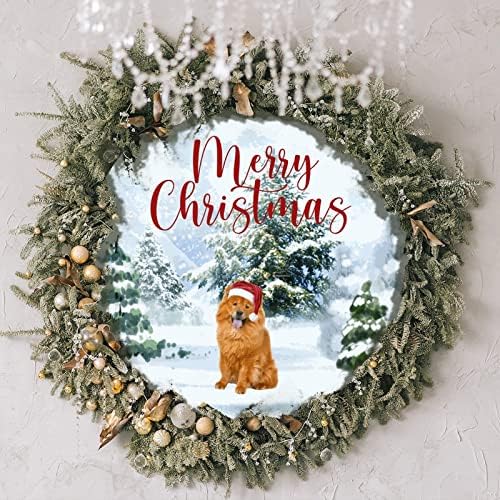 Куче с Шапка на Дядо Коледа, Дървени Стенни Декоративни Табела, на Веселата Коледна Куче в Снега, Селски Знаци, Коледен Венец на