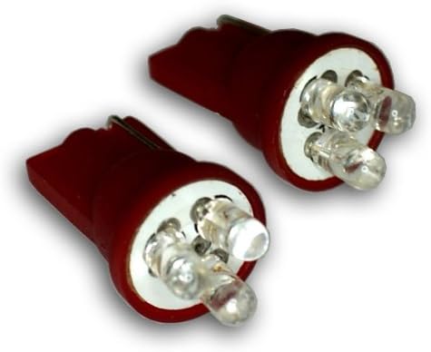 Tuningpros LEDRS-T10-R3 Led светлини задна сигнал T10 Клиновидна, 3 светодиода червен цвят, комплект от 2 теми