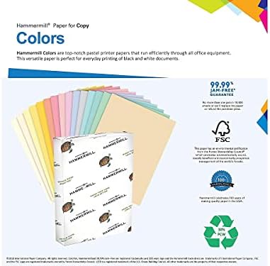 Цветна хартия Hammermill, 20 килограма Хартия за принтер Канари, 8,5 x 11-1 Пакет (500 листа) - Произведено в САЩ, Пастельная хартия,