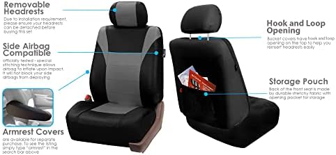 Трехрядный комплект калъфи за автомобилни седалки от изкуствена кожа FH Group Racing, който е съвместим с въздушни възглавници и готов за разделното употреба - Универсал?