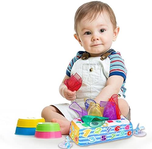 Играчка-кутия за бебешки кърпички за деца от 6-12 месеца, играчка Монтесори за бебета и малки деца, Тъчпад играчка Вълшебна Детска играчка, Образователна играчка, Раз