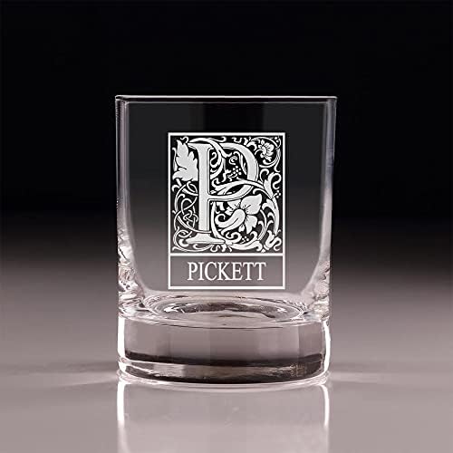 Персонализирани Първоначално Двойна Старомодна чаша Pickett - Комплект от 4