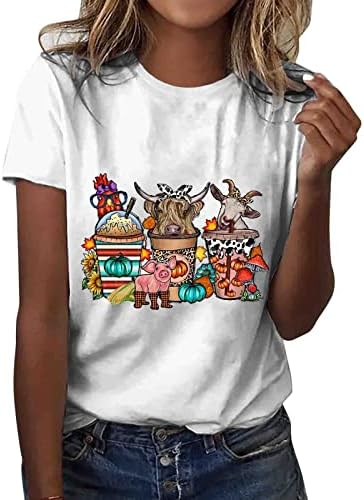 Ризи с Крави за Жени, Сладка Тениска с Изображение на Едър Рогат Добитък, Забавна Тениска с Изображение на Животни, Лятна Ежедневни Тениска с Къс Ръкав, Празнични Въ