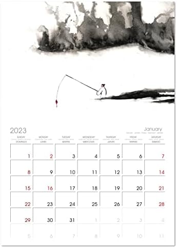 Азиатската живопис туш (Месечно Стенен календар 2023 11,7 x 16,5 инча (външен)), месечен календар Calvendo 2023