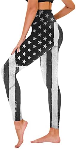 На 4 юли Гамаши Женски с висока талия САЩ Панталони за Джогинг със Звезда в Ивица с Флага, Леки Спортни Спортни Панталони За Йога