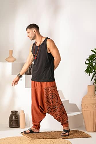 Мъжки зреещи от памук Премиум Фирма Veshti, Свободни Широки Панталони-зреещи за йога в стил Бохо