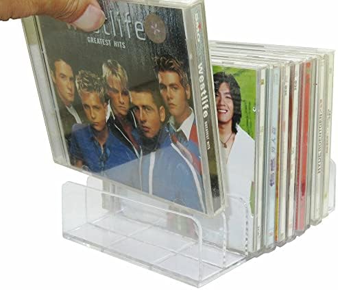 Кутия за съхранение на DVD Pmsanzay - Прозрачен акрил - Штабелируемый притежателя на DVD и CD, поставка за съхранение на cd-та - организатор за cd-та - Побира до 14 стандартни чан?