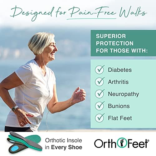 Orthofeet Е идеален за лечение на подошвенного фасцита, за облекчаване на болката в крак и петата. Увеличена широчина. Ортопедични обувки За ходене При Диабет чашки на п