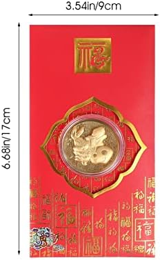Amosfun Сватбени сувенири 6 бр. Коледни червени пликове Китайския Зодиак Заекът Монета Червен пакет Хунбао Червен портфейл