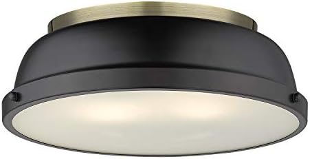 Скрито закрепване на Golden Lighting 3602-14 AB-BLK Duncan от состаренной месинг с матово черен оттенък