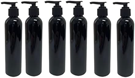 Natural Farms 6 Опаковки - 8 унции – Празна Пластмасова бутилка за въртене - Black Cosmo с черна шум - за Етерични масла, Парфюми, Почистващи препарати