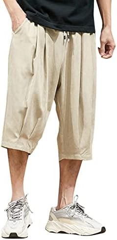 HDDK Мъжки Панталони-капри е В Японски Стил и Голям Размер, Свободни за Ежедневни Панталони, Летни къси Панталони Под Коляното С Еластична