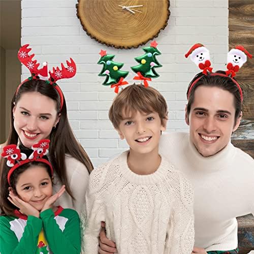Fsmiling 12 опаковки, коледни чалми на главата си, прекрасни празнични превръзки с лък елен, Коледна превръзка на главата за възрастни, деца на коледно парти