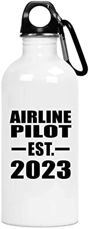 Designsify Airline Pilot Създаден EST. 2023, 20 грама Бутилка За Вода От Неръждаема Стомана, Изолиран Чаша, Подаръци за Рожден Ден, Годишнина,