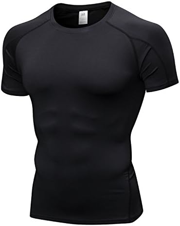 Audoc Мъжки Компресиране Риза от 3 опаковки Cool Dry Атлетик Baselayer Спортни Ризи с Къс ръкав за мускулите