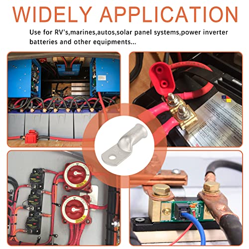 RIOCAN 10шт 2/0 AWG-1/4 (M6) Луженые Пръстеновидни Клеми Батарейные Уши Краищата на кабела на батерията Тежки Телена Уши 00 Габарит