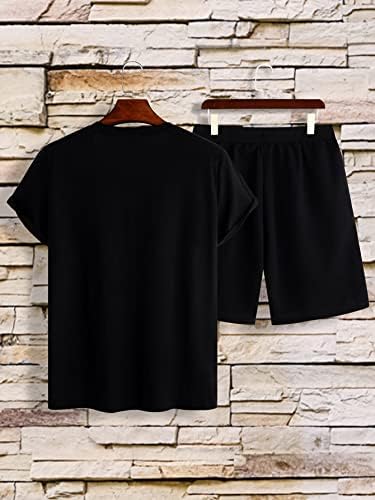 FIOXA / Мъжки облекла от две части, риза с цветни блокчета с писмото шарени и къси панталони с завязками на талията (Цвят: черен/бял, Размер: