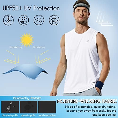 Haimont Мъжки Тренировочная Майк Dry Fit UPF 50 Без Ръкави, Мускулни Тениски за Плуване, Тичане, Разходки, Плаж