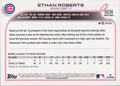 Актуализация на Topps 2022 US256 Итън Робъртс-Ню Йорк-Нов MT RC в бейзбола Чикаго Къбс