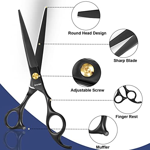 Ansnbo Професионални Ножици За Подстригване на Коса, 6-Инчов Ножица за Подстригване на коса Премиум-клас от Неръждаема Стомана, Фризьорски
