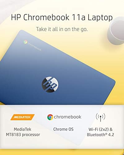 11-инчов лаптоп HP Chromebook - MediaTek - MT8183 - 4 GB ram памет - 32 GB eMMC - 11,6-инчов сензорен екран HD IPS с Chrome OS™ - (11a-na0060nr, модел 2020 г., син, индиго)