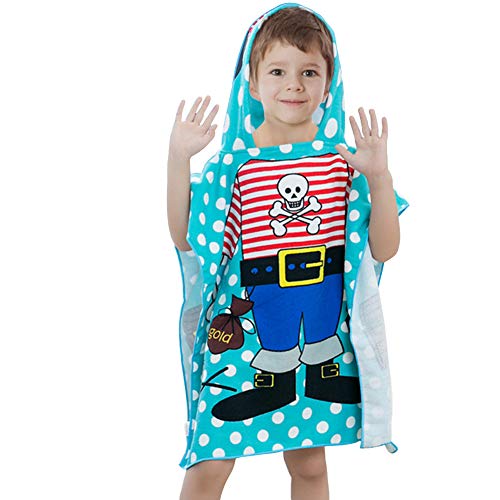 Хавлиена кърпа с качулка за детска баня, Плажа и на басейна -Ультрамягкая Микрофибър за деца Soo Angeles за момчета / Момичета, на възраст от 1 до 6 години-Pirate тема