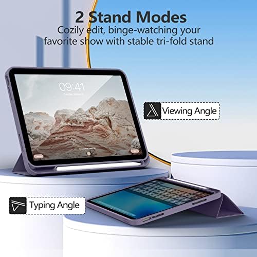 KenKe Нов калъф за iPad на 10-то поколение 10,9 инча 2022 с държач за моливи, меки делото от TPU Smart Trifold Stand Case