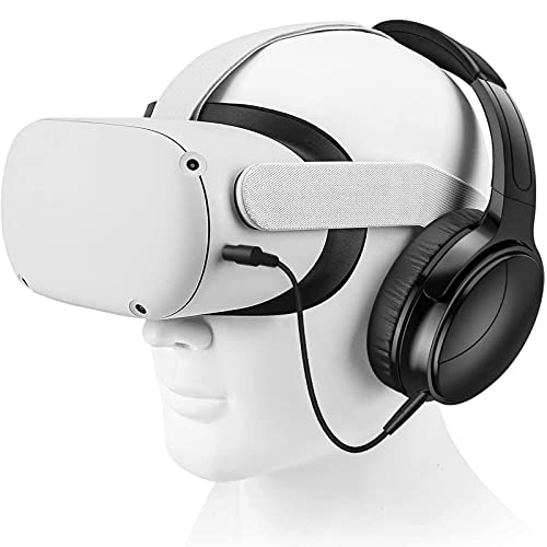 Кратък аудио кабел Geekria QuickFit VR, Съвместим с Oculus Quest 2, Слушалки виртуална реалност HTC, штекерным кабел 3,5-2,5 мм, сменяеми TRS кабел за слушалки (2 опаковки / 1 ФУТ)