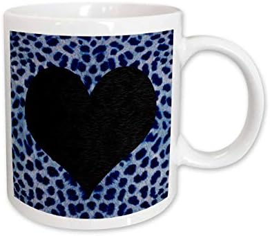 Чаша 3dRose в стил пънк-Рок, Черен с Картина на един Леопард във формата на Сърце, 11 Грама