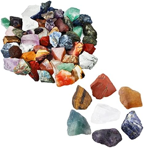 Набор от SUNYIK от 2 естествени Необработени кристали, Разнообразни камъни от Необработени планински Кристали и 7 камъни от необработени камъни с Чакра