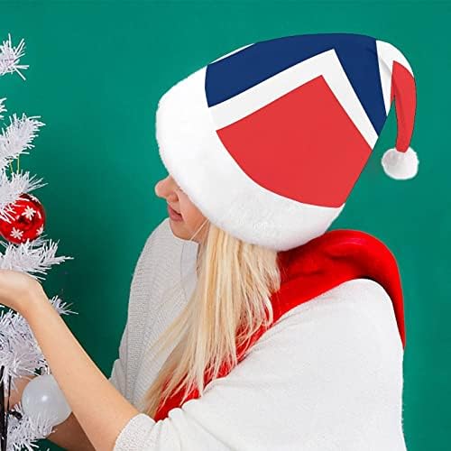 Флаг на Норвегия Плюшен коледна шапка Палави и сладки шапки на Дядо Коледа с плюшени полета и удобна подплата Коледна украса