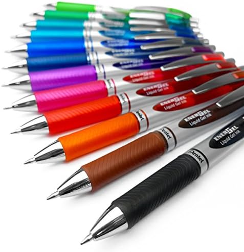 Прибиращ се Течна гел писалка Pentel EnerGel RTX, Метална капачка (0,7 мм), Средната линия, тъмно-синьо мастило, 12 опаковки (BL77-CA)