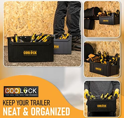 COOLOCK 2 Pack E Track Basket – Кутия за съхранение на E-Track инструменти и аксесоари за товарни кутии – Затворен контейнер за ремарке за гараж, работилница – Стенен Висящи кутии