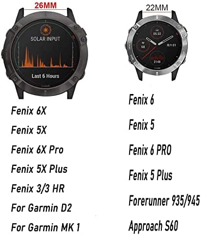 SAWIDEE 26-22 мм Силикон быстроразъемный каишка за часовник Garmin Fenix 7 7X6 6X Pro 5X5 Plus 3 HR MK2 Easyfit Смарт часовник на китката Correa (Цвят: L, размер: 22 мм Fenix 5 5Plus)
