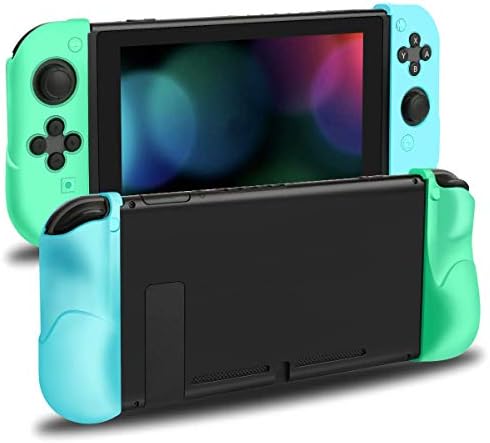 Калъф за Nintendo Switch Joy Против, калъф Unionup Joycon Grip за Animal Crossing New Horizons, Защитен Кожен калъф от мек силикон със защита от надраскване и приплъзване за контролер (синьо и зел?