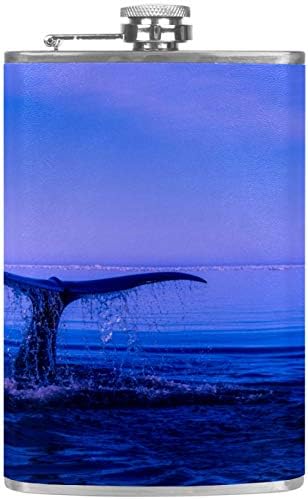 Фляжка за Алкохол от Неръждаема Стомана Запечатани с Фуния 7,7 унция в Кожа Джоба една Чудесна Идея за подарък Фляжка - Опашката на гърбатите Океана