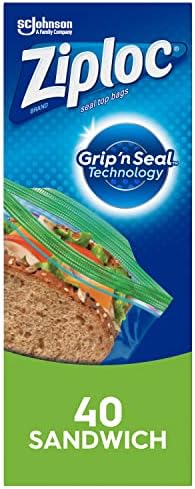 Опаковки за сандвичи и закуски Ziploc осигуряват свежест на пътя, технология Grip 'n Seal улеснява захващане, отваряне и затваряне, брой 40