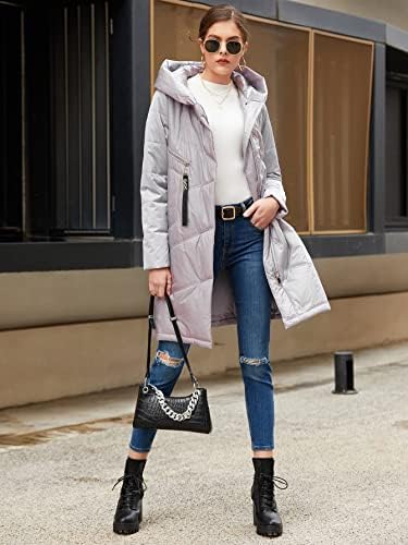 Дамски якета EDWOL - Зимно палто от пуховика с качулка с цип (Цвят: работа-лилаво, Размер: 3X-Large)