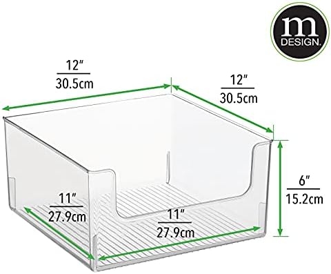 mDesign Модерна Широка Пластмасова кошница-органайзер за съхранение с отворена предна част за организиране на кухня - Рафтове,