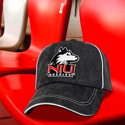 Бейзболна Шапка Helm Northern Illinois University от Неструктурирани 6 панели с бродирани логото на NIU Huskies, черна