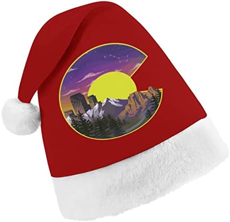 Забележителности Колорадо Плюшен Коледна Шапка Палави и Сладки Шапки на Дядо Коледа с Плюшени Полета и Удобна Подплата Коледна украса