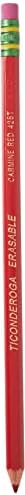 Моливи за проверка на стираемости Ticonderoga с Гумичка, Предварително заточенные, Червени, 12 бр в опаковка (14259)