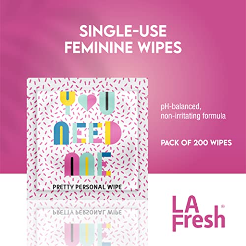 La Fresh Feminine Wipes - Смываемые кърпички за женски грижа с алое Вера, екстракт от лайка, краставица и витамин е, 200-каратная опаковка мокри кърпички
