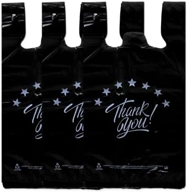 YoYoRain Черна чанта за тениски Thank you, чанта за пазаруване в хранителни магазини и Множество еднократна Чанта за супермаркет 11 x6x21