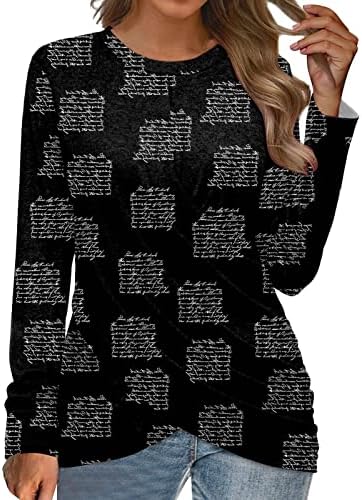 NOKMOPO Минерални Ризи за жени, Дамска Мода, Ежедневни Обикновена Риза с кръгло деколте и Препратка Плисета, Свободна Блуза с Дълъг