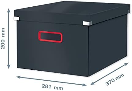 Кутия за съхранение на Leitz Click & Store средни размери, Сгъваема Кутия за файлове с формат А4 с капак, Висококачествен и Издръжлив Картонена контейнер за съхранение на до