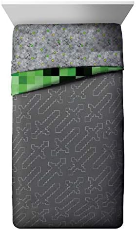 Комплект за единично легло Jay Franco Minecraft пълзящо растение от 4 части (Официален продукт)