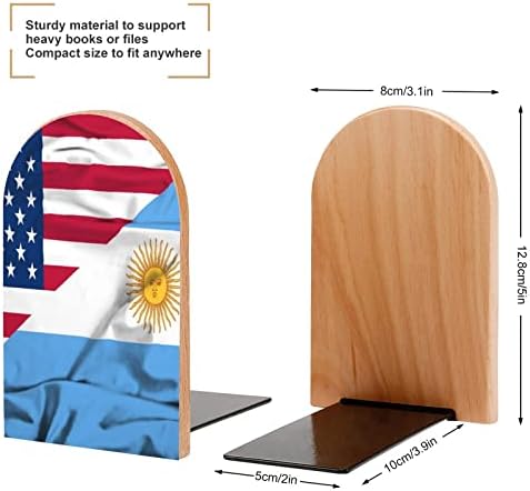 Който да се вее флаг на Аржентина и САЩ, Дървени Края, за книги, 2 бр., Нескользящие Дървени Поставки за Книги за Домашен